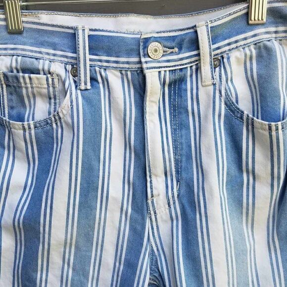 American Eagle Blue White Stripe Mom Jeans size 4 Long - Picture 2 of 12